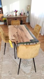 Masă din lemn de nuc cu rășină epoxidică - imagine 6